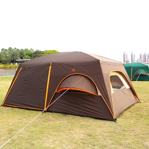 Extra Large Family Cabin Tent 2 Rooms 3 Doors 3 Windows Waterproof for Camping H460