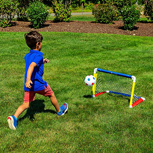 Kids Mini Soccer Goal Set - Portable Folding Net and Ball with Pump - 24" x 16" F922