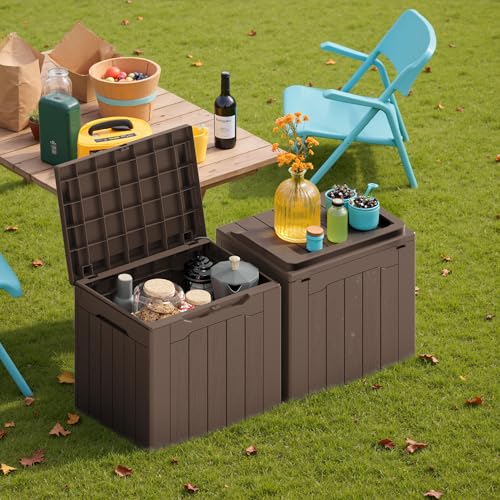 30 Gallon Waterproof Resin Deck Box for Outdoor Patio and Garden Storage Q30388