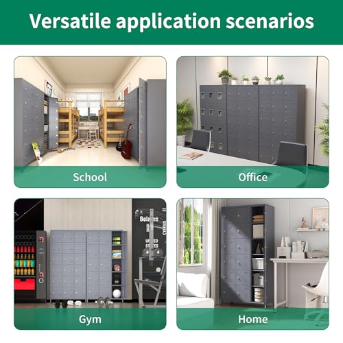 3-Door Steel Storage Locker with Shelves and Hooks I822961