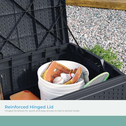 Outdoor Storage Box 73 Gallon Waterproof Deck Box with Lockable Lid W104830