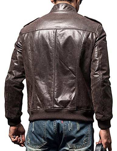 Men Biker Retro Brown Leather Motorcycle Jacket U179