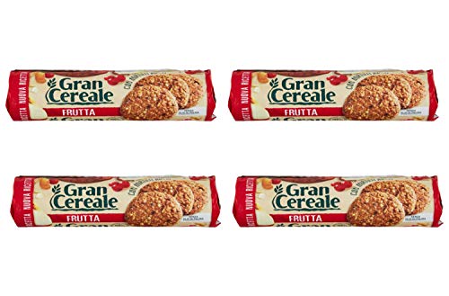 Mulino Bianco: "Gran Cereale Frutta" ("Fruit Cereals Cookies"), High in Fibers Biscuits 17.63 Ounce (500g) Packages (Pack of 2) [ Italian Import ]