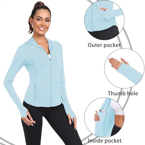 Women's Long Sleeve UV Protection Hiking Hoodie with Thumb Holes V116