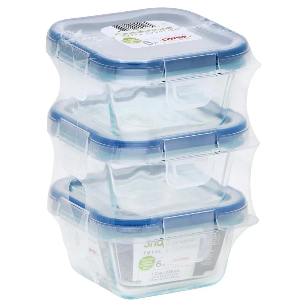1-Cup Glass Square Storage Container (3-Pack) P106116