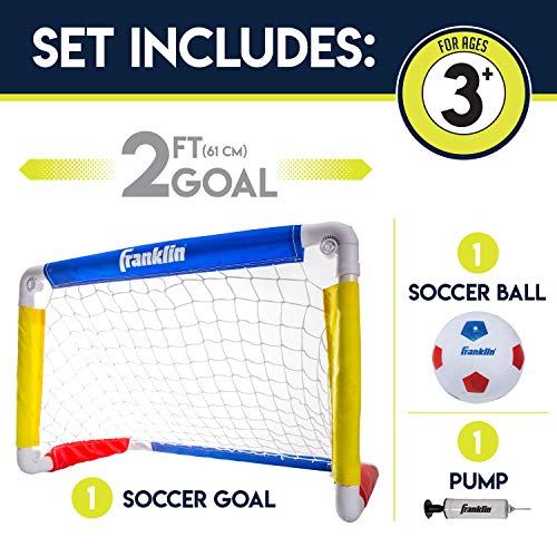 Kids Mini Soccer Goal Set - Portable Folding Net and Ball with Pump - 24" x 16" F922