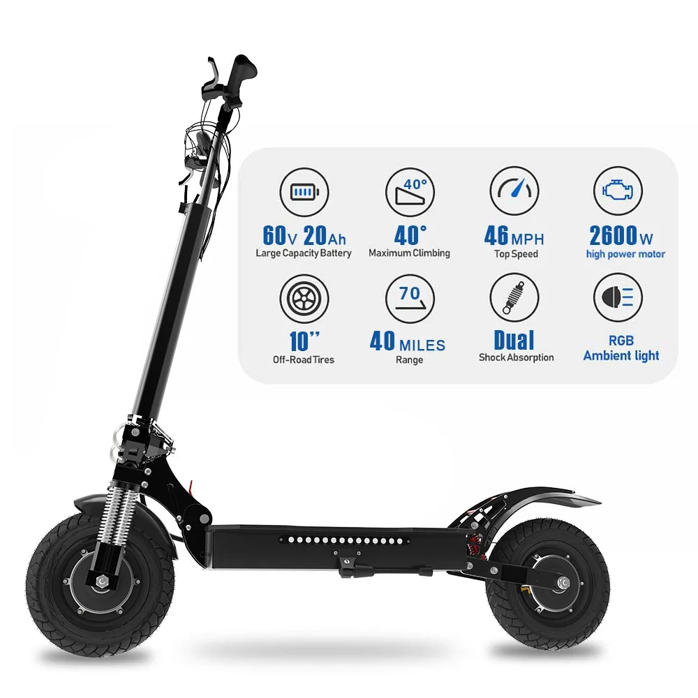Electric Scooter, 60V 2600W Dual Motors, 45MPH, 40 Miles Range A33144