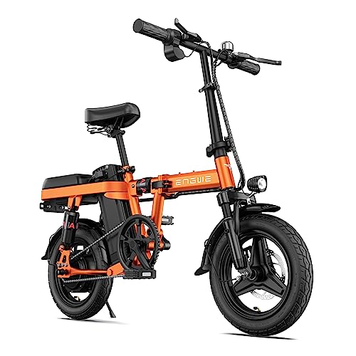 ENGWE T14 Mini Electric Bike for Adults Teens, 14" City Commuter Folding Ebike, 600W Motor 48V 10AH Battery Range 37Mile 20MPH Electric Bicycles Shock Absorptions Ebikes