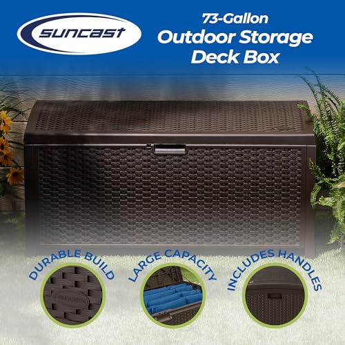 Outdoor Storage Box 73 Gallon Waterproof Deck Box with Lockable Lid W104830