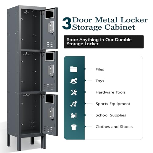 5-Door Steel Storage Locker with Hooks and Card Slots M92401