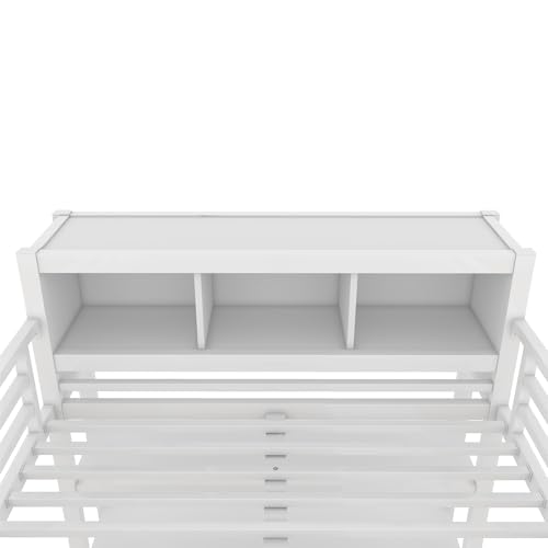 Full Loft Bed with Desk, Storage Shelves, and Wardrobe, Heavy-Duty Frame, Black K6320