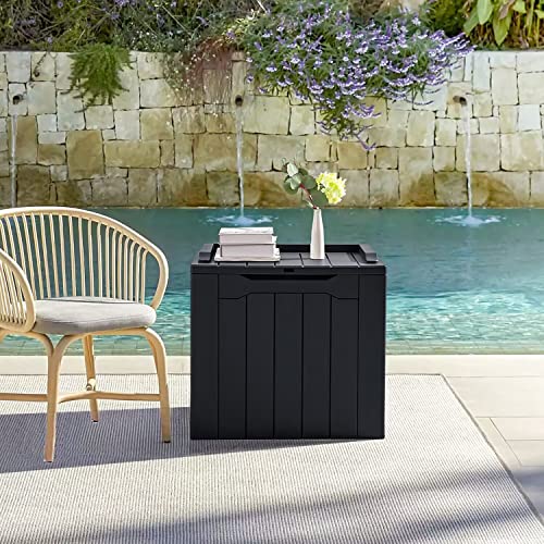 31 Gallon Resin Deck Box Waterproof Indoor Outdoor Storage for Patio Cushions and Garden Tools L90121