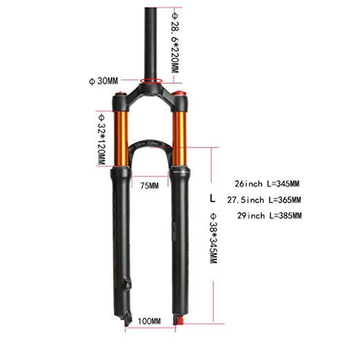 Suspension Fork 26-Inch 1-1/8' Lightweight Magnesium Alloy 100mm Black S137445