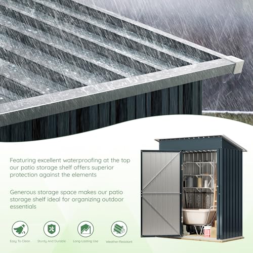 Outdoor Steel Storage Shed with Lockable Doors and Windows E249038