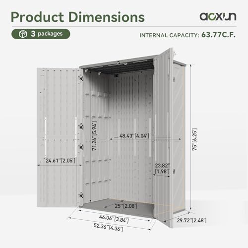 Outdoor Storage Shed with Floor, Waterproof Vertical Cabinet I260366