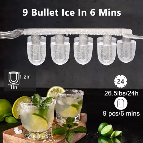 Bullet Ice Maker Countertop with Handle, Self-Cleaning Portable Ice Machine B272