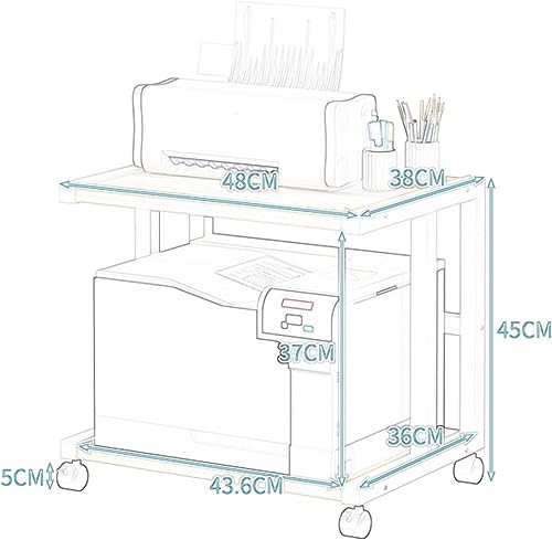 Printer Stand with Wheels, 2 Tier Under Desk Printer Shelf O623