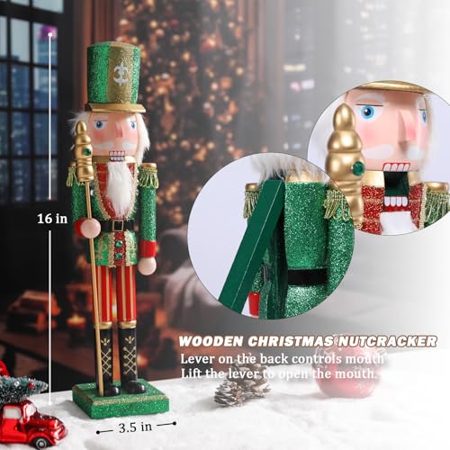 16 Inch Wooden Nutcracker Christmas Decoration for Table Desktop Fireplace Indoor Home H891