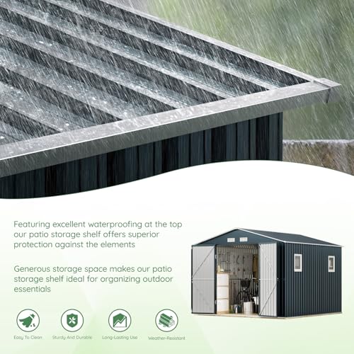 Outdoor Steel Storage Shed with Lockable Doors and Windows E249038