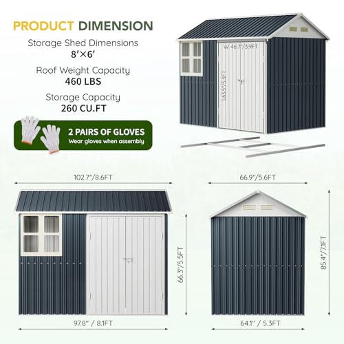 Outdoor Steel Storage Shed with Lockable Doors and Window L987864