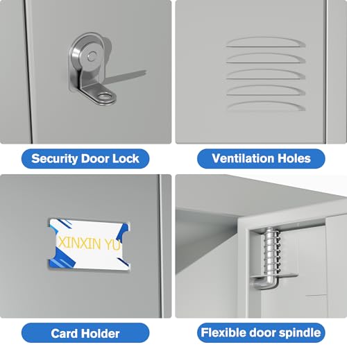 6 Door Metal Storage Locker with 18 Hooks, Black & Dark Grey K6611