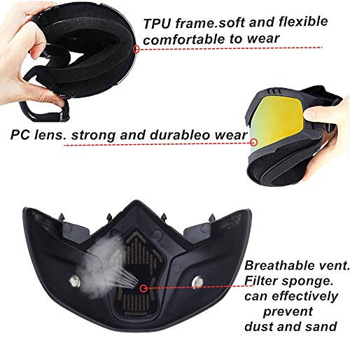Motorcycle Goggles with Removable Face Mask for Dirt Bike ATV Motocross Y507929