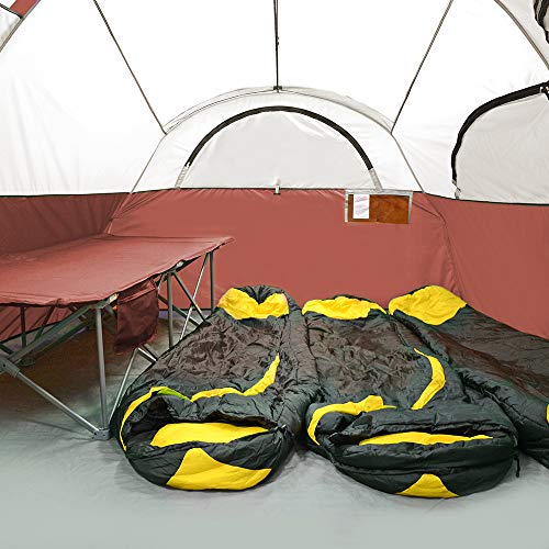 12-Person Camping Tent, 3 Room Family Tent, Waterproof Windproof with Carry Bag Q601154