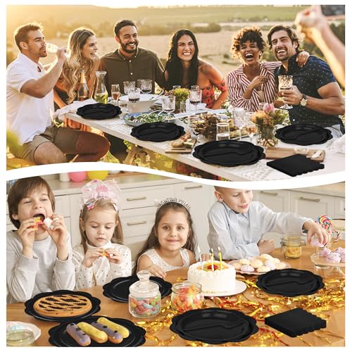 Ivory Paper Plates and Napkins Set for 50 Guests, Disposable Tableware with Utensils M509