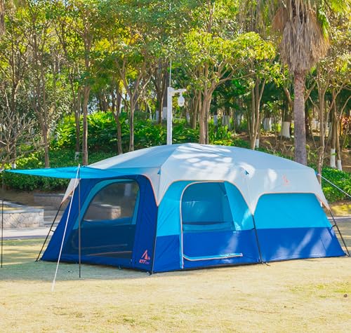 Extra Large Family Cabin Tent for Camping, 2 Rooms, 3 Doors, Waterproof E6603