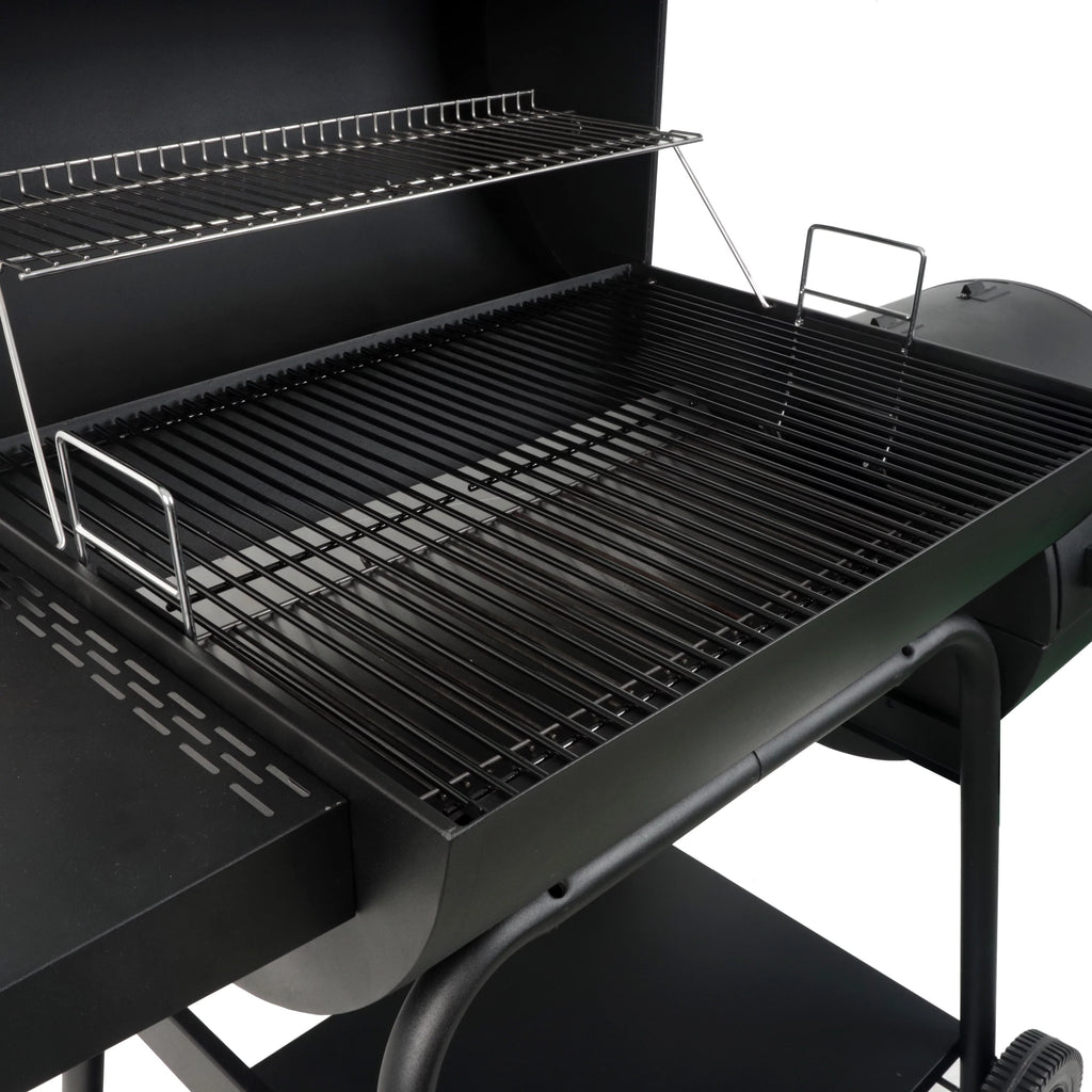 28" Offset Steel Charcoal Smoker Grill with Side Firebox B1997