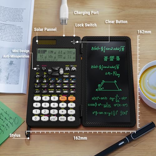 Scientific Calculator with Notepad, 2-Line Display, Solar and Battery Powered Q967