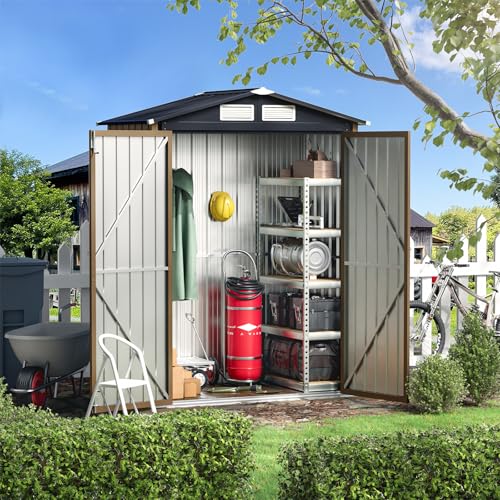Outdoor Steel Storage Shed with Lockable Doors and Windows E249038