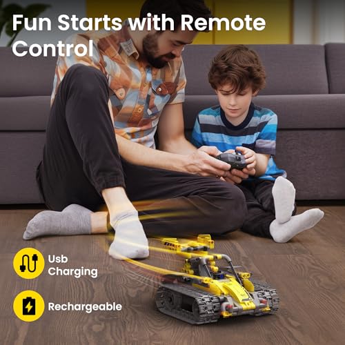 Robot Building Kit with Remote Control STEM Gifts for Boys Ages 8-12, 488 Pieces - Blue P464