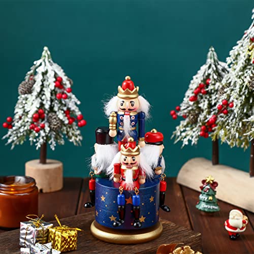 Nutcracker Music Box Wooden Soldier Toy Christmas Wind Up Musical Decor X3406