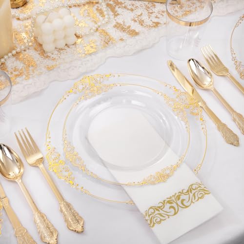 Gold Plastic Dinnerware Set for 50 Guests N48810