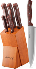 Kitchen Knife Set,Knife Set for Kitchen with Block 6 Pcs High Carbon Stainless Steel Wooden Handle Knife Block Set without Steak Knives