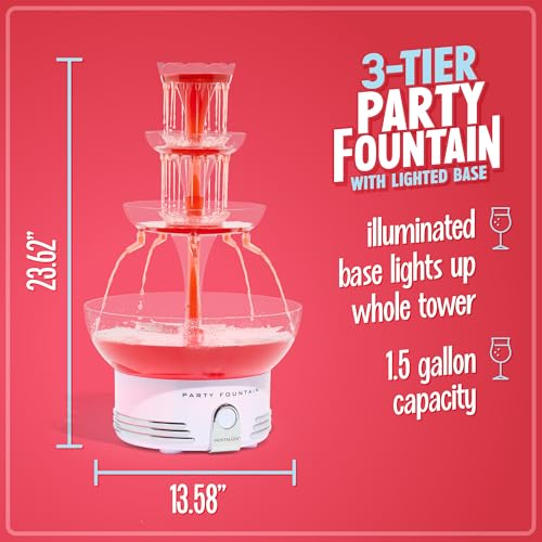 3-Tier Lighted Party Fountain with LED Base, 1.5 Gallons, 8 Cups B50564