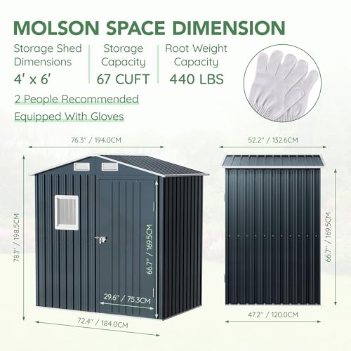 Outdoor Steel Storage Shed with Lockable Doors and Window L987864