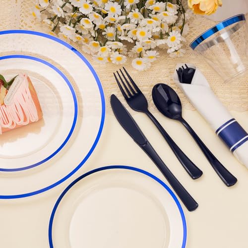 Disposable Plates and Cups Set for 50 Guests with Napkins and Cutlery V71219