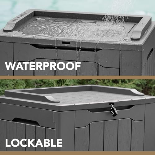 30 Gallon Waterproof Resin Deck Box for Outdoor Patio and Garden Storage Q30388