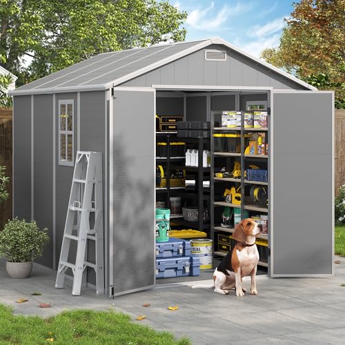 Outdoor Storage Shed 6x6 FT Resin with Floor and Lockable Door Z166