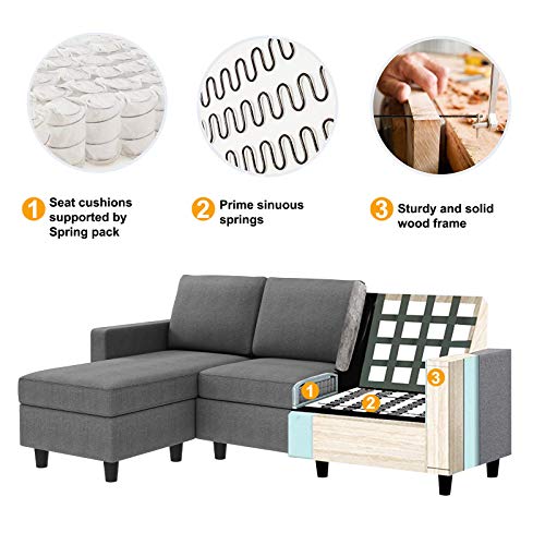 Convertible Sectional Sofa L Shaped Couch with Reversible Chaise U238492
