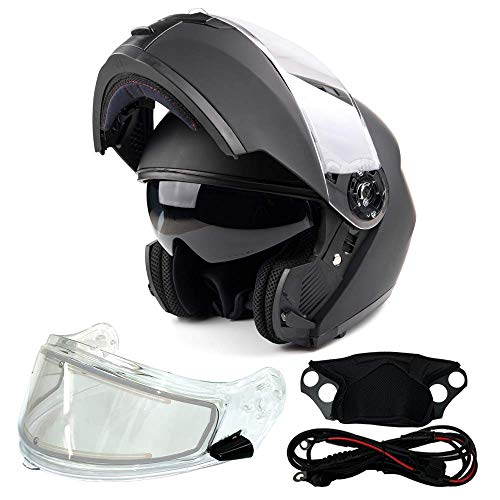 Modular Full Face Snowmobile Helmet with Heated Shield, Breath Box Typhoon TH158