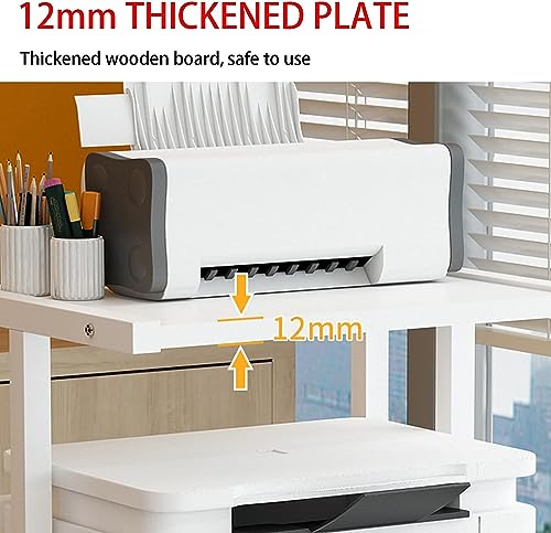 Printer Stand with Wheels, 2 Tier Under Desk Printer Shelf O623
