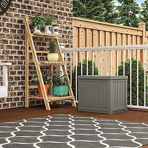 Outdoor Storage Box 22 Gallon Resin Deck Box with Flat-Lid Bench Seating B591