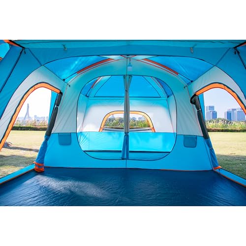 Extra Large Family Cabin Tent 2 Rooms 3 Doors 3 Windows Waterproof for Camping H460