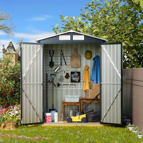 Outdoor Steel Storage Shed with Lockable Doors and Windows E249038