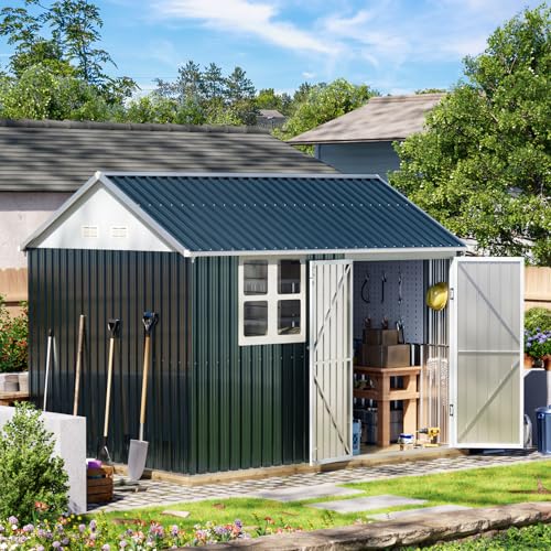 Outdoor Steel Storage Shed with Lockable Doors and Windows E249038