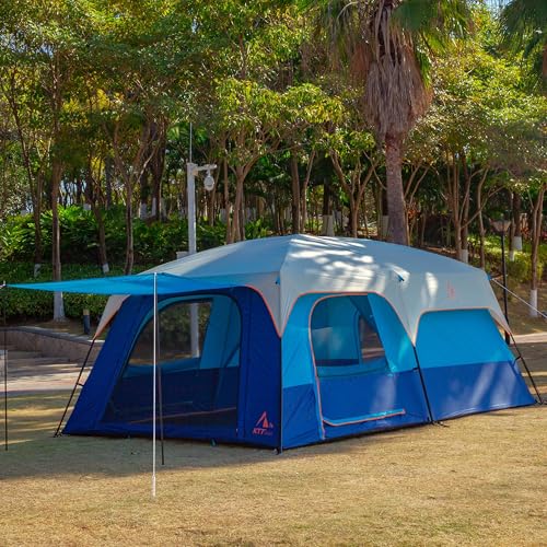 Extra Large Family Cabin Tent 2 Rooms 3 Doors 3 Windows Waterproof for Camping H460