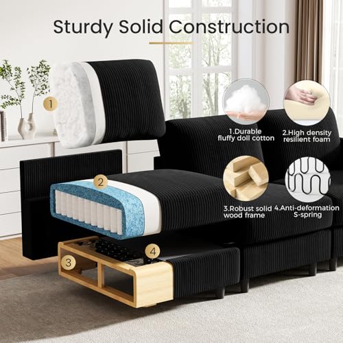 Modular Sectional Sofa Bed with Storage Ottoman, Beige S706